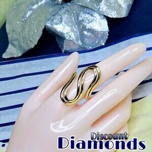 l8K Bright Yellow Gold "Double S" Titanium Ring